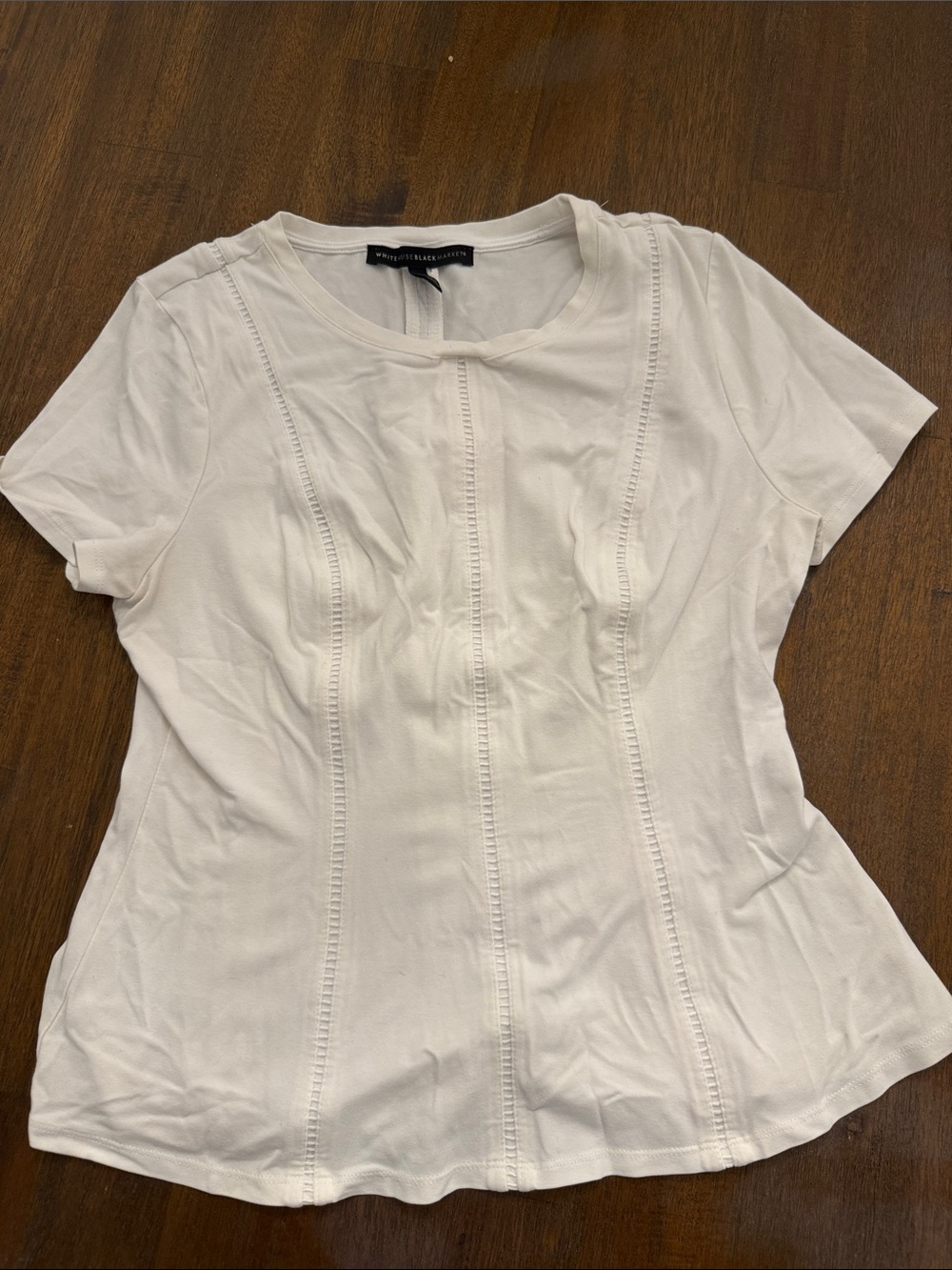 Worthington Women's Cream Short Sleeve Tee with Pintuck Detail